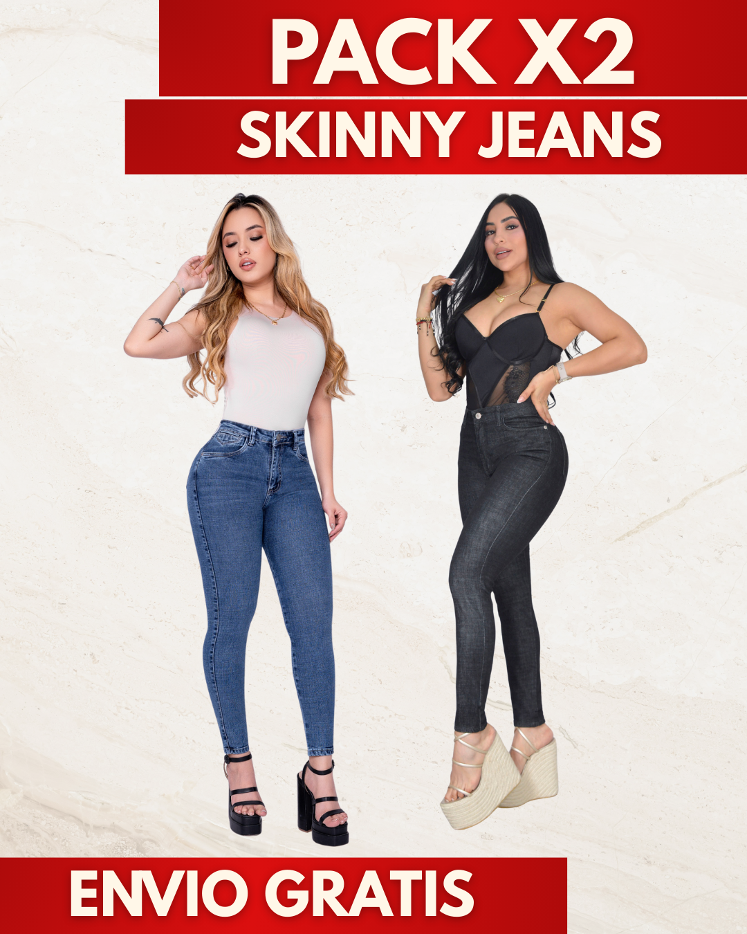 PACK SKINNY PREMIUM MUJER X2